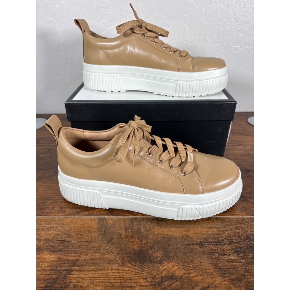 J/Slides West Nude Leather Platform Sneakers Womens 10 M Low‎ Top Flatform Tan